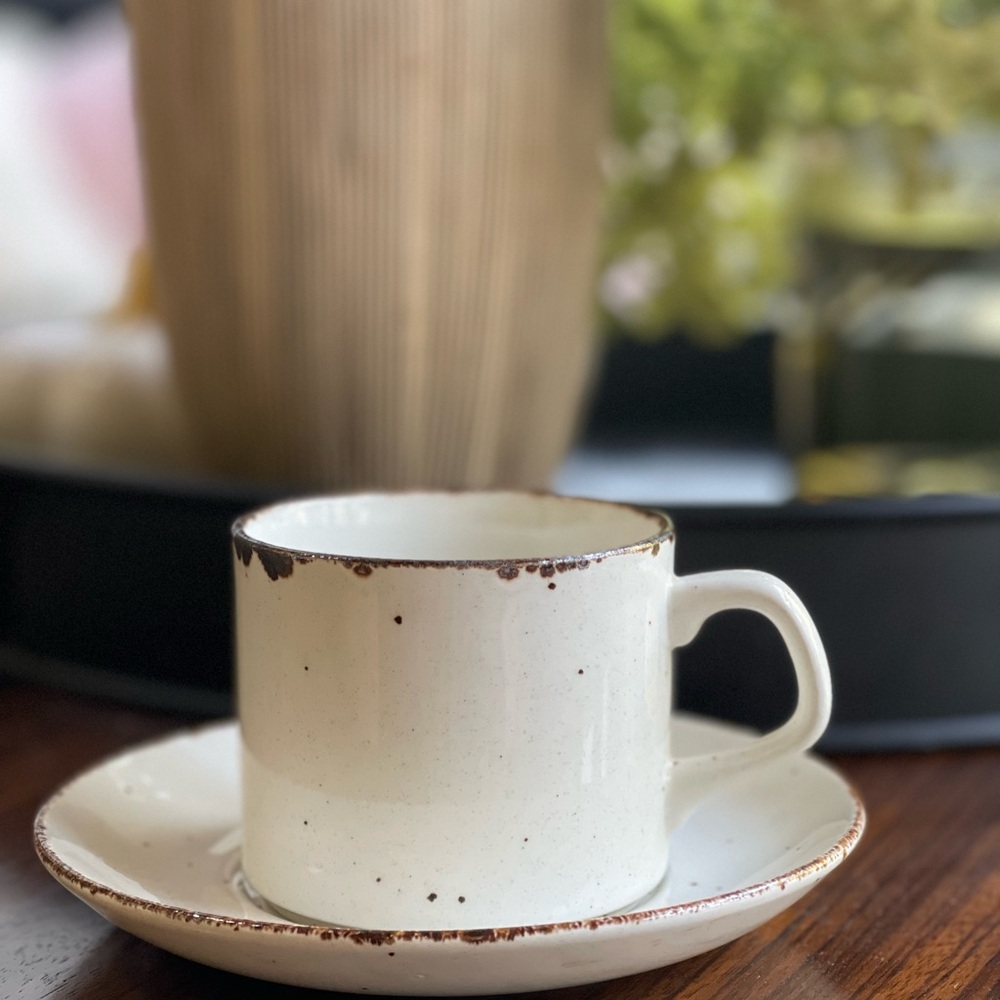 Elegant White Ceramic Cup and Saucer Set